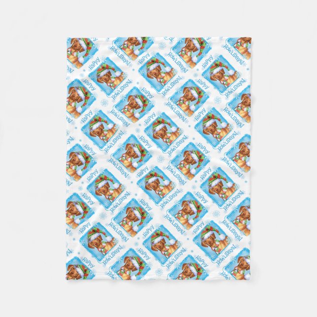 Christmas Vizsla Fleece Blanket (Front)