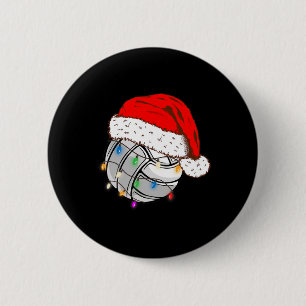Christmas Volleyball Ball Santa Hat Funny Sport Xm 6 Cm Round Badge