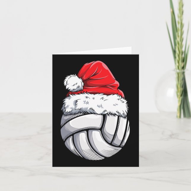 Christmas Volleyball Ball Santa Hat Funny Sport Xm Card (Front)
