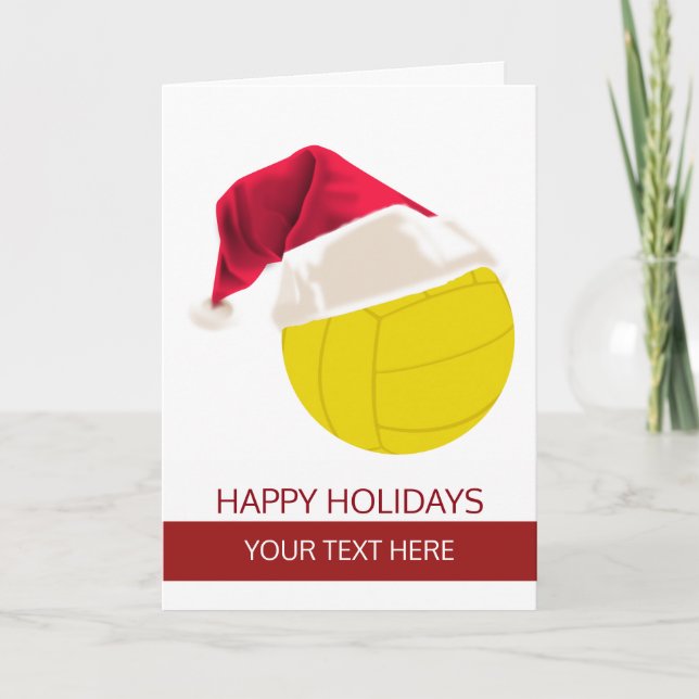 Christmas volleyball Ball Santa Hat Greeting Cards (Front)