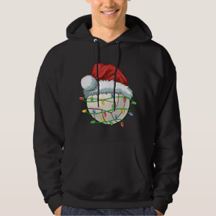 Christmas Volleyball Ball Santa Hat Light Funny Sp Hoodie