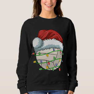 Christmas Volleyball Ball Santa Hat Light Funny Sp Sweatshirt