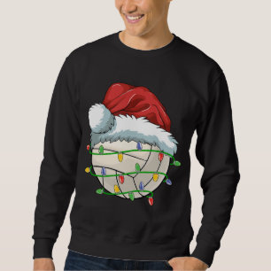 Christmas Volleyball Ball Santa Hat Light Funny Sp Sweatshirt