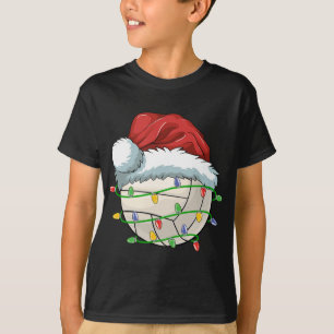 Christmas Volleyball Ball Santa Hat Light Funny Sp T-Shirt