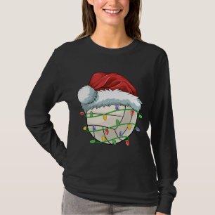 Christmas Volleyball Ball Santa Hat Light Funny Sp T-Shirt
