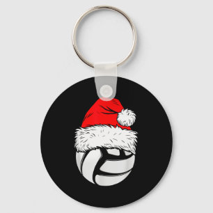 Christmas Volleyball Ball Santa Hat Xmas Matching  Key Ring