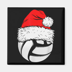 Christmas Volleyball Ball Santa Hat Xmas Matching  Magnet