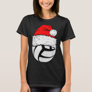 Christmas Volleyball Ball Santa Hat Xmas Matching  T-Shirt