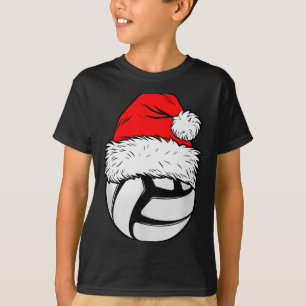 Christmas Volleyball Ball Santa Hat Xmas Matching T-Shirt