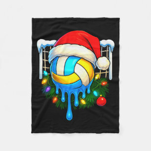 Christmas Volleyball Drip Ice Cream Drip Xmas Fleece Blanket