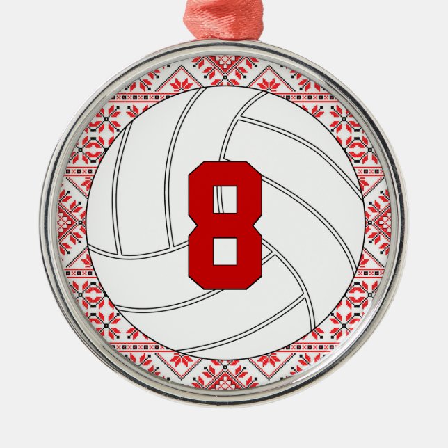 Christmas Volleyball Player Jersey Number Custom Metal Tree Decoration (Front)