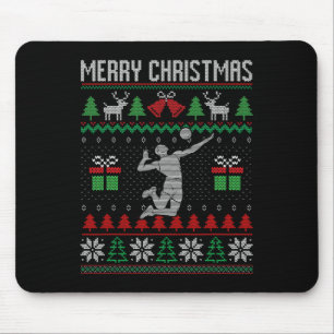 Christmas Volleyball Player Xmas Sport Lover Ugly Mouse Pad