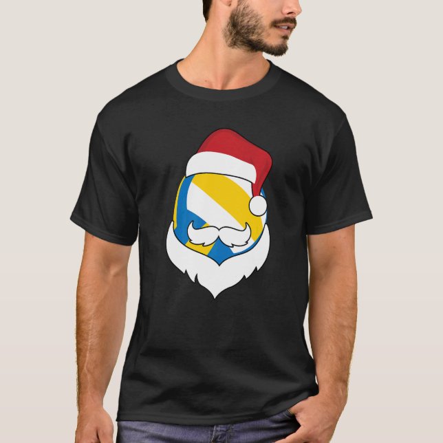 Christmas Volleyball Santa Hat Beard Xmas Sport Bo T-Shirt (Front)