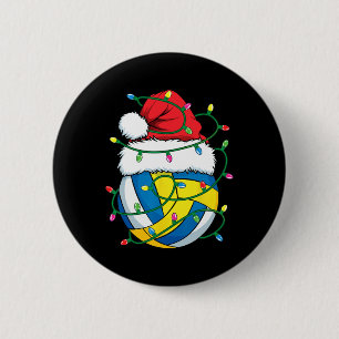 Christmas Volleyball Santa Hat Boys Girls Xmas Lig 6 Cm Round Badge