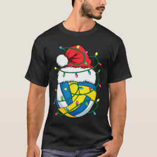 Christmas Volleyball Santa Hat Boys Girls Xmas Lig T-Shirt