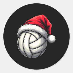 Christmas Volleyball Santa Hat  Classic Round Sticker