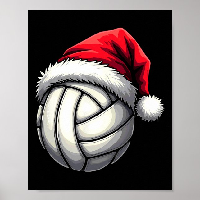 Christmas Volleyball Santa Hat  Poster (Front)