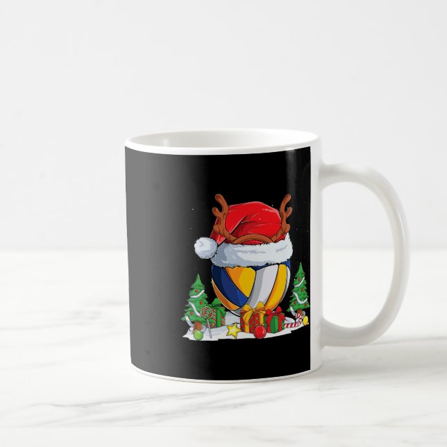 Christmas Volleyball Santa Hat Reindeer Tree Xmas  Coffee Mug (Right)