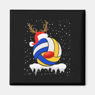 Christmas Volleyball Santa Hat Reindeer Xmas Light Magnet