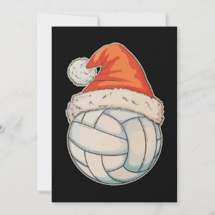 Christmas Volleyball Santa Hat Sports Xmas Holiday Card
