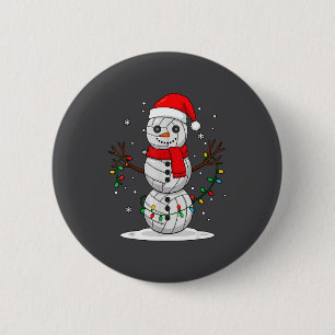 Christmas Volleyball Snowman Santa Hat Funny Holid 6 Cm Round Badge