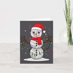 Christmas Volleyball Snowman Santa Hat Funny Holid Card