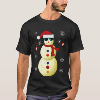 Christmas volleyball Snowman Santa Hat Gift T-Shirt