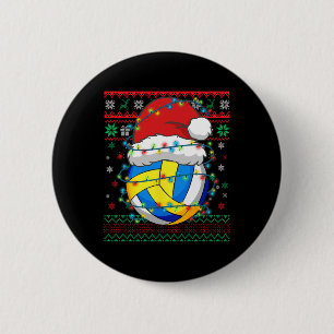 Christmas Volleyball Xmas Santa Sports Hat  6 Cm Round Badge