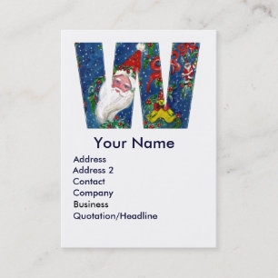 CHRISTMAS W LETTER / SANTA CLAUS WITH RED RIBBON BUSINESS CARD