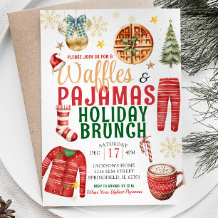 Christmas Waffle and Pyjamas Holiday Brunch Invitation
