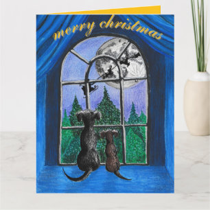 christmas "waiting for santa" springador dogs card