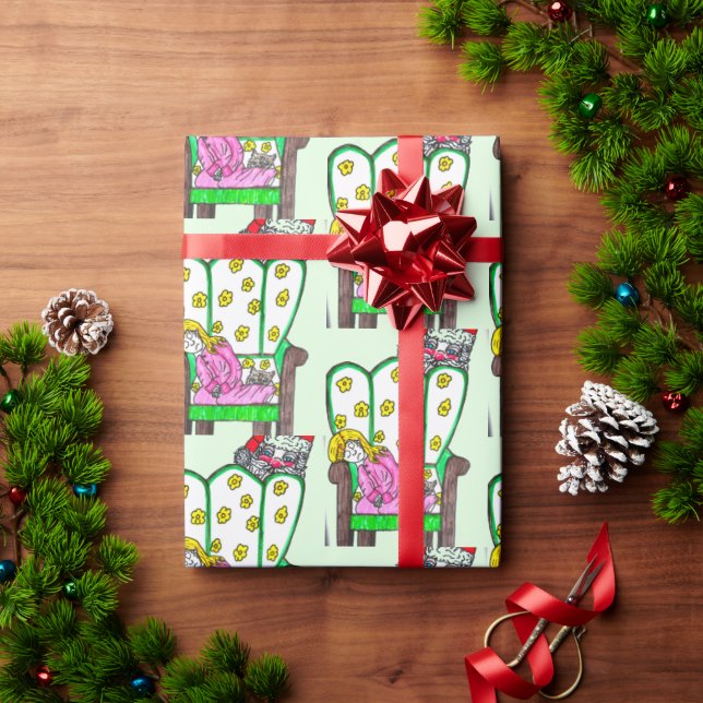 CHRISTMAS WAITING FOR SANTA   WRAPPING PAPER (Holiday Gift)