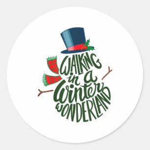 Christmas Walking In A Winter Wonderland Xmas Classic Round Sticker
