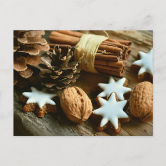 Christmas walnuts cinnamon cookies postcard