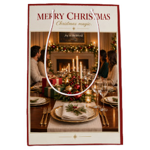 Christmas Warm Holiday Gathering with Family Medium Gift Bag