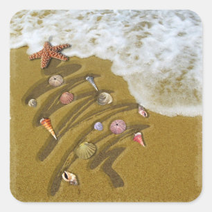 Christmas Washed Up on Shore Square Sticker