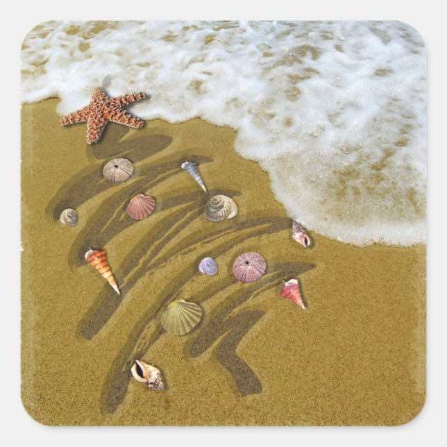 Christmas Washed Up on Shore Square Sticker (Front)