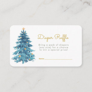 Christmas Watercolor Baby Shower Diaper Raffle  Enclosure Card