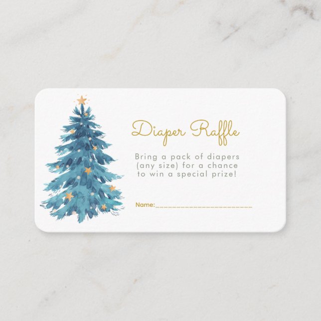 Christmas Watercolor Baby Shower Diaper Raffle  Enclosure Card (Front)