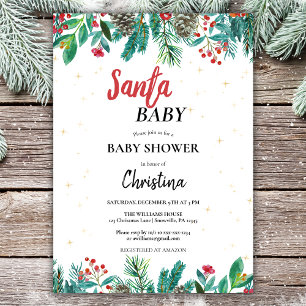 Christmas Watercolor Baby Shower Invitation