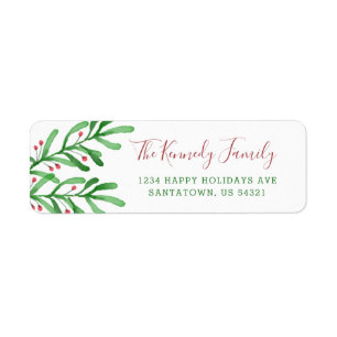 Christmas Watercolor Berries Family Name Holiday