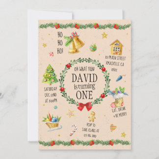 Christmas Watercolor Birthday Invite