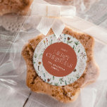 Christmas watercolor botanical floral terracotta classic round sticker<br><div class="desc">Christmas foliage watercolor botanical floral dark moody modern natural cream and terracotta holiday gift wrap sticker favour design.</div>