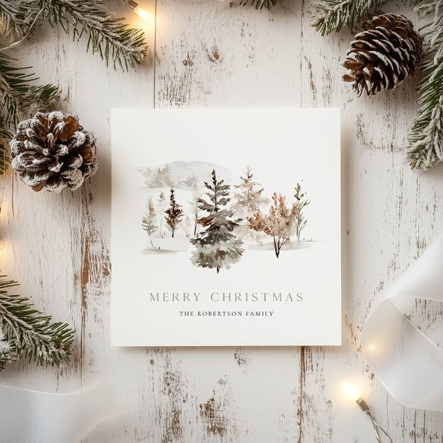 Christmas watercolor card with winter landscape (Creator Uploaded)