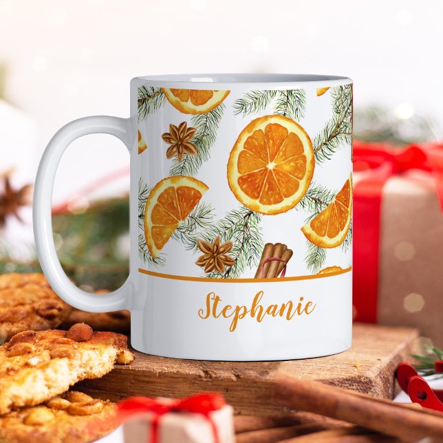 Christmas Watercolor Citrus Oranges Personalised Coffee Mug (Creator Uploaded)