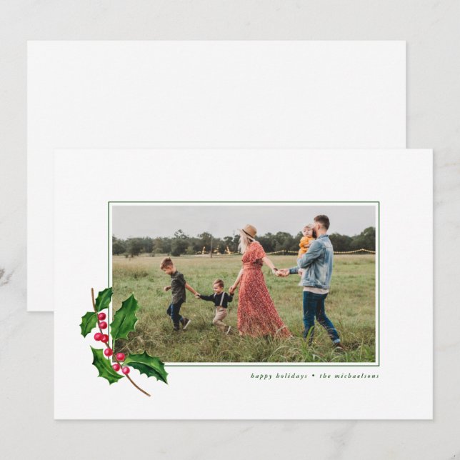 CHRISTMAS WATERCOLOR FLORAL Add Your Photo (Front/Back)