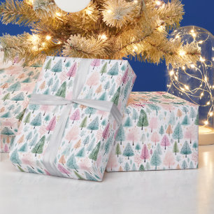 Christmas Watercolor Forest Pattern Wrapping Paper