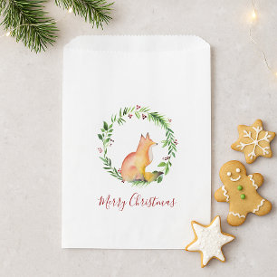 Christmas Watercolor Fox Candy Favour Bags