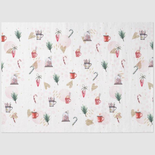 Christmas Watercolor GoldI Design 1 Tissue Paper (Front)