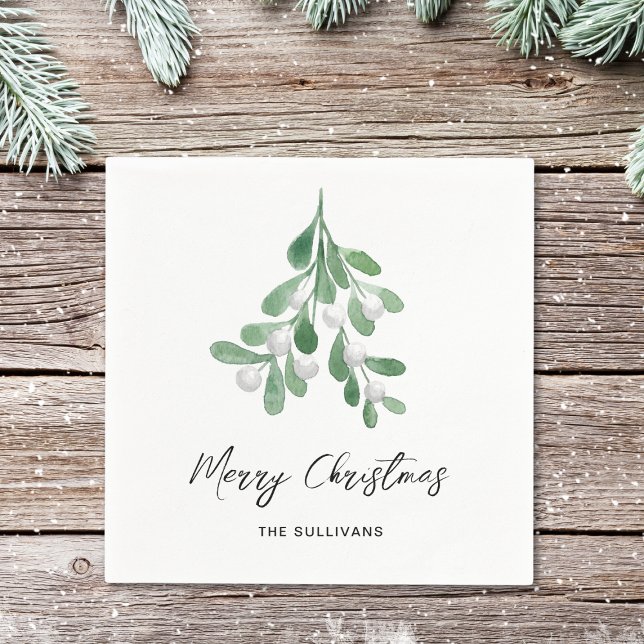 Christmas Watercolor Greenery Napkin (Creator Uploaded)